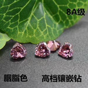 5A级水蜜桃色心形宝石裸石胭脂红锆石裸钻戒指吊坠耳钉两用款宝石