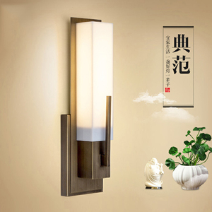 新中式过道亚克力长条形墙壁灯LED走廊简约装饰古典禅意床头灯具