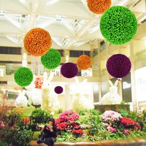 仿真绿植草球塑料尤加利米兰水果店面挂室内商场超市屋顶吊顶圆球