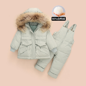 儿童宝宝羽绒服套装1-3岁男童女童装小童婴儿两件套加厚冬季洋气