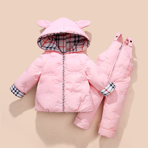 女宝宝羽绒服套装2023新款韩版洋气婴儿1一3岁加厚冬装男童两件套