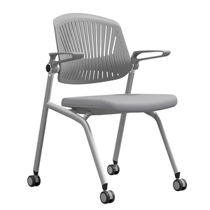 条桌椅子带轮可堆叠培训椅智慧教室学生上课椅坐板可翻起会议椅