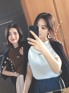 2019春装新款韩版白色T恤女装体恤短袖网红短款内搭打底衫上