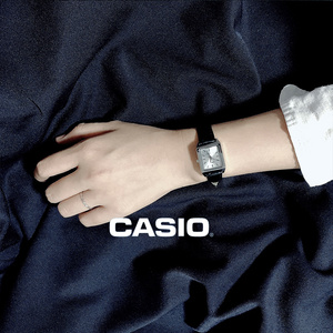 卡西欧小方表手表女方块表简约时尚ins风女表皮带款防水表方形表