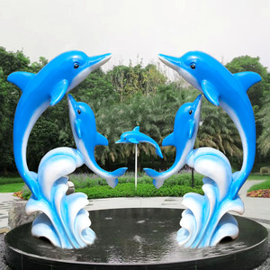 大型户外玻璃钢仿真海豚雕塑海洋馆游泳池幼儿园海洋动物装饰摆件