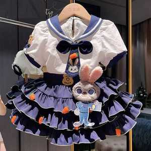 女童夏季套装2024新款兔子警官衣服儿童夏装迪士尼公主裙朱迪裙子