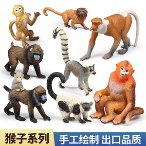 仿真猴子模型实心塑胶动物园玩具山魈金丝猴狐猴儿童科教认知摆件