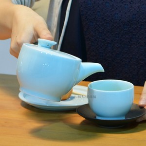 日本进口 白山森正洋茶壶茶杯茶碟 陶瓷急须横手壶盖杯白瓷青白釉