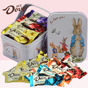 德芙巧克力盒装奶香味兔子款兔款手挽铁盒生日礼物 休闲零食喜糖