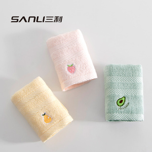 3条 三利品牌毛巾竹纤维童巾儿童洗脸巾可爱少女长方形小毛巾柔软