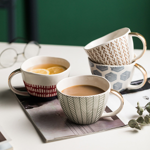 北欧ins咖啡马克杯陶瓷水杯简约出口茶杯早餐杯燕麦杯大容量杯子