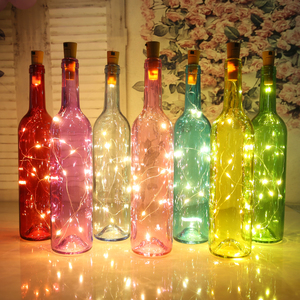 发光红酒瓶许愿瓶幸运星漂流瓶子酒吧装饰简约彩色玻璃瓶瓶塞灯串