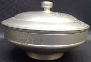 日本高山锡器盖碗摆件高8.5cm直径13cm重556克G204