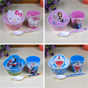 卡通儿童碗创意宝宝碗餐具套装家用防摔可爱吃饭碗密胺仿瓷碗杯子