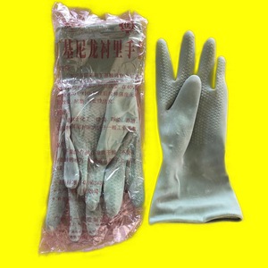 双一牌(广州第十一橡胶厂)绿色丁基尼龙衬里手套高效耐酸碱防滑