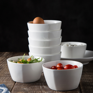 北欧陶瓷碗家用米饭碗韩式吃饭瓷碗简约纯白小碗成人餐具方碗汤碗