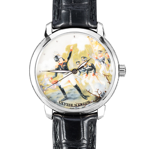 二手正品 雅典经典系列8150-113 雕刻珐琅拿破仑男士自动机械手表