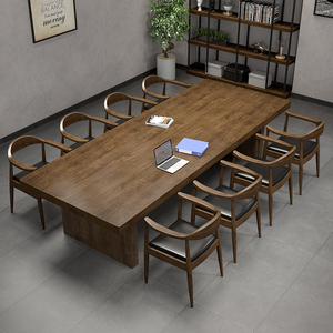 大型实木会议室长桌简约现代接待室桌椅组合员工办公电脑桌书桌椅
