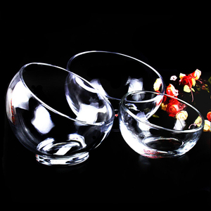水晶玻璃斜口碗商用盆火锅调料容器自助餐台凉菜水果盘沙拉果盘大