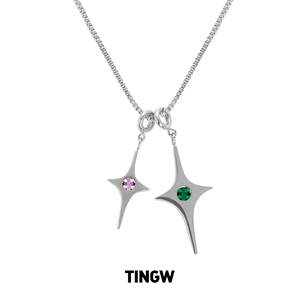 TINGW 原创设计双星十字情侣卫衣链女小众高级感长款钛钢毛衣项链