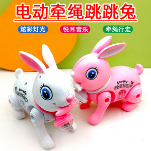 电动益智仿真小白兔可爱会动跳跳兔子灯光音乐唱歌男女孩玩具礼物