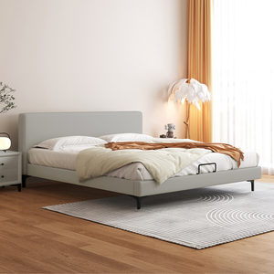 矮床头实木皮床现代简约齐边小户型省空间1.35米公寓民宿儿童矮床