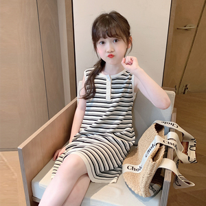 女童连衣裙2024夏装新款韩版儿童时尚吊带宝宝夏季时髦公主裙潮