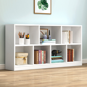 实木白色书架落地儿童简易书柜自由组合格子柜教室矮柜置物架定制
