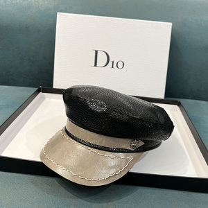 2022年新款秋冬街头时尚男女皮质海军帽子英伦鸭舌帽子拼色八角帽