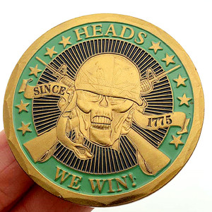 现货 美国海军骷髅头盔纪念币 收藏狙击手军迷硬币幸运镀金纪念币