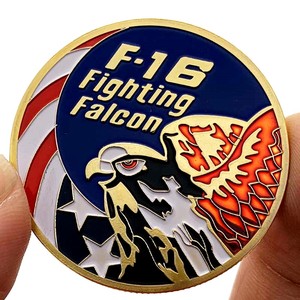 美国F16猎鹰战机直升机硬币镀金币 浮雕魔术币战斗机金币纪念币