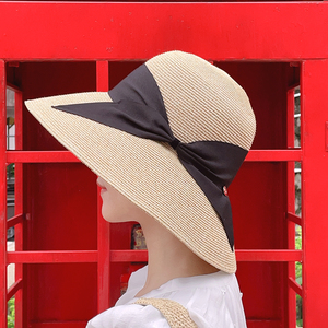 HJ新款帽子女夏季防晒渔夫帽编织休闲可折叠防紫外线晒遮阳帽
