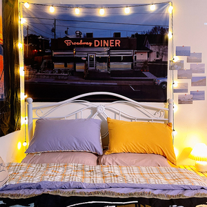 加州旅馆美式夜景背景布 房间卧室装饰床头挂布民宿墙面装饰挂毯
