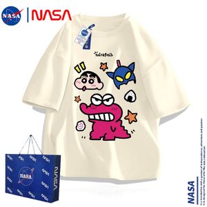 NASA联名蜡笔小新t恤短袖男女2024新款夏季情侣装卡通纯棉睡衣服