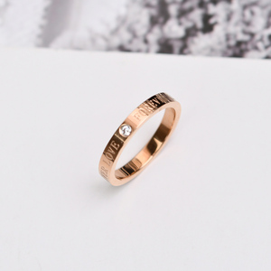 韩国简约字母永恒的爱镶钻戒指新款女小众气质钛钢情侣指环潮饰品