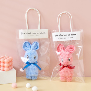 可爱小兔子毛巾伴手礼袋创意活动满月回礼品卡通动物方巾礼盒造型
