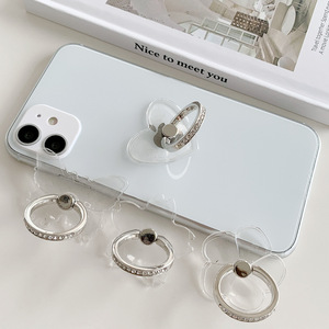 镶钻银色透明指环扣架手机保护壳指环手机支架适用于多种手机壳