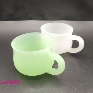 琉璃玉茶杯带柄玉石功夫茶杯酒杯玉瓷咖啡杯中式琉璃纯色玉杯子