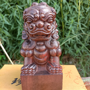 越南天然沉香木雕木质古玩印章雕刻把玩工艺品办公室狮子帅印摆件