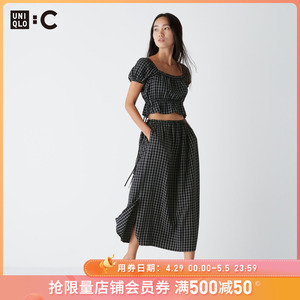 优衣库女装UNIQLO : C打褶长裙休闲时尚半身裙2024春夏新款469296