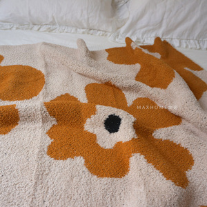 设计师款 秋冬太阳花针织软糯午休沙发盖毯床尾装饰加厚保暖毛毯