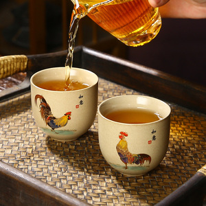 日式粗陶鸡缸杯金鸡杯品茗杯陶瓷茶杯功夫茶具泡茶杯子品杯主人茶