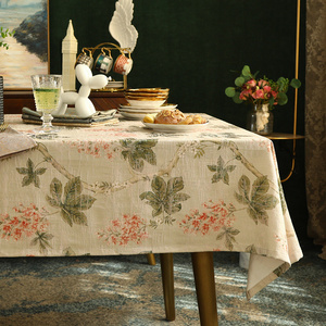 餐桌布台盖布美式轻奢印花花鸟家用棉餐圆方桌布旗茶几布欧式现代