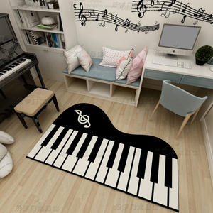 儿童房间地毯卧室床边毯三角钢琴键音符音乐阅读区座椅凳子地垫子