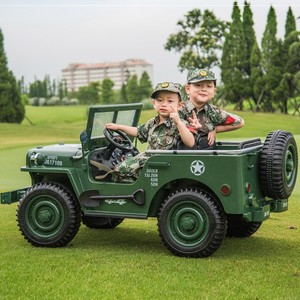 威利斯二战吉普儿童电动车四轮带遥控双人座宝宝超大越野玩具汽车