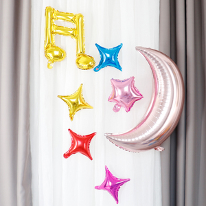 铝膜音符月亮金色银色四角星星生日装饰婚庆派对布置儿童周岁气球