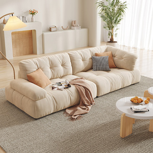 奶油风云朵沙发科技布客厅简约现代侘寂风直排方模块网红羽绒沙发