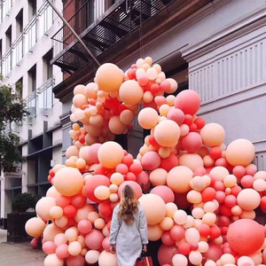 ins流行色珊瑚红气球蜜桃粉气球婚房布置生日派对装饰珊瑚色气球