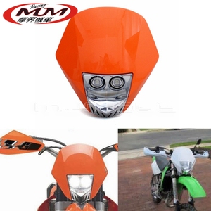 适用于KTM越野街跑摩托车改装配件LED鬼脸大灯前大灯导流罩前照灯