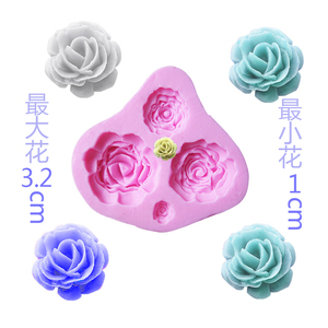 翻糖模具花朵烘焙硅胶磨具大中小3D立体玫瑰花巧克力蛋糕装饰滴胶